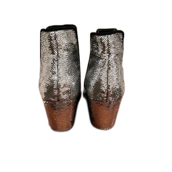 Women's So Me Silver Sequin Party Holiday Ankle Boots New without box size 7 - Picture 3 of 6